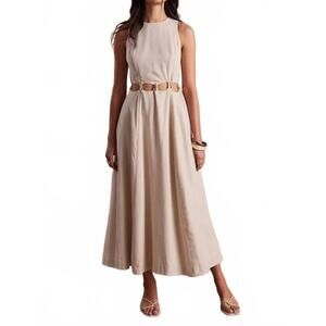 NEW SOVERE adornement midi dress in parchment